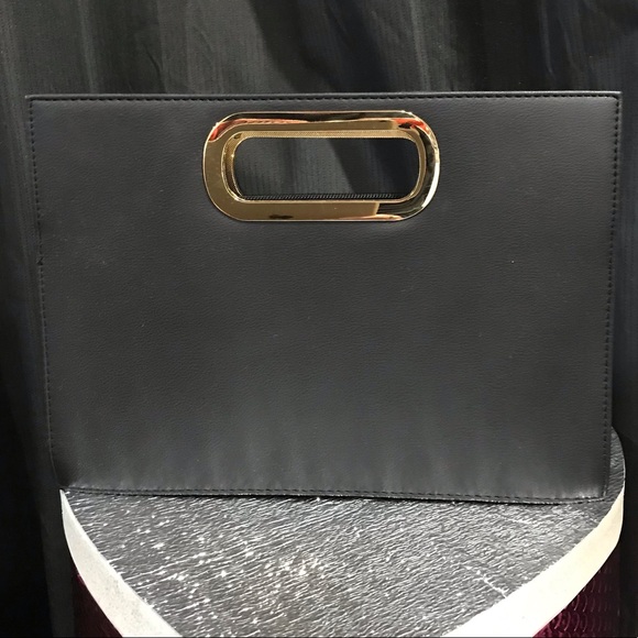 👉SALE👈KARDASHIAN KOLLECTION BLACK WITH GOLD PURSE CLUTCH BAG LIKE NEW - Picture 2 of 5